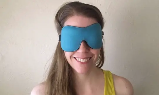 wearing a sleep mask