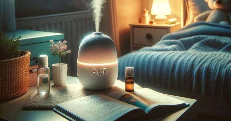 An essential oil diffuser in a child's bedroom for relieving asthma symptoms.