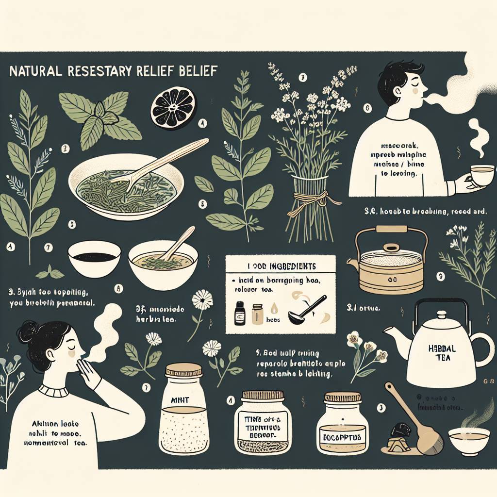 A guide and ingredients for making herbal teas, offering insight into natural respiratory relief preparations.