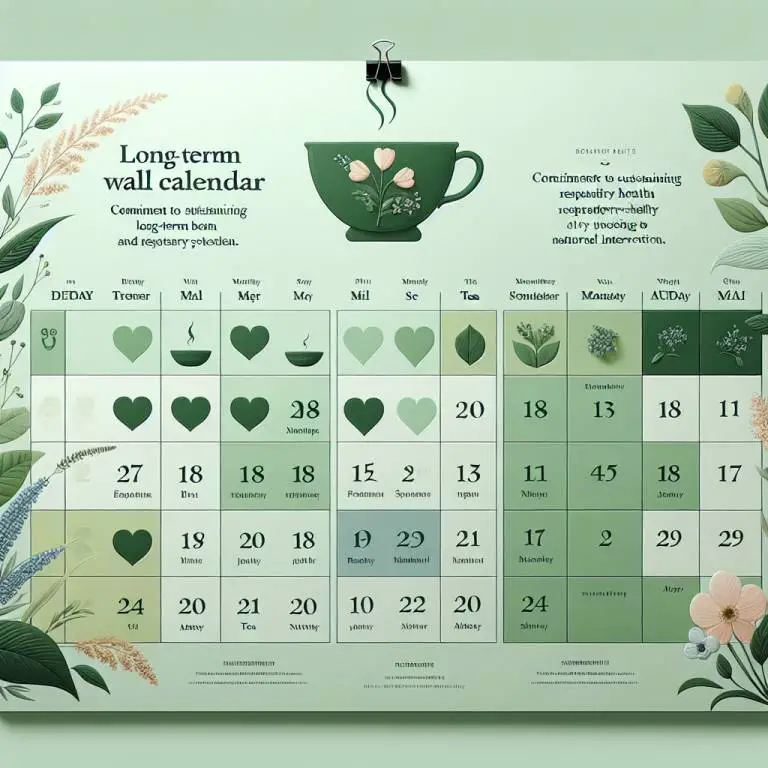 A calendar with scheduled tea times, visualizing a commitment to long-term respiratory well-being through natural means.