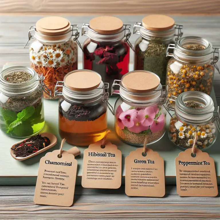 A selection of herbal teas with informative notes, guiding on choices beneficial for respiratory health.