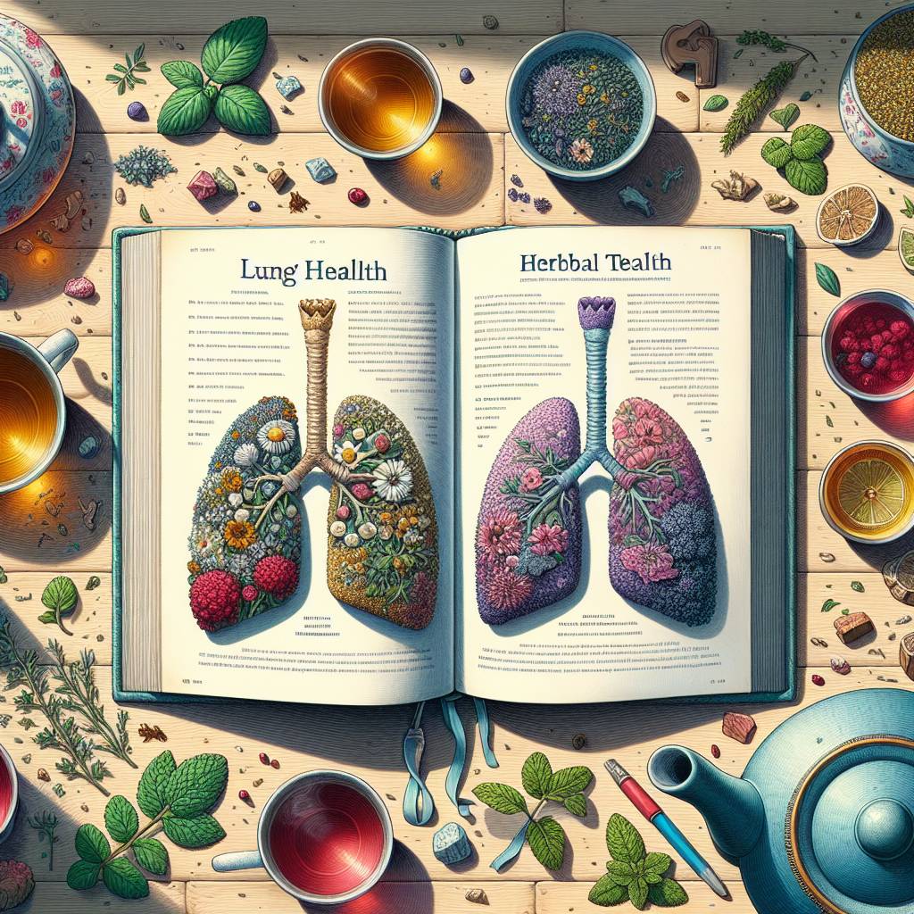 A book on lung health accompanied by herbal teas, suggesting a journey towards improved respiratory function.